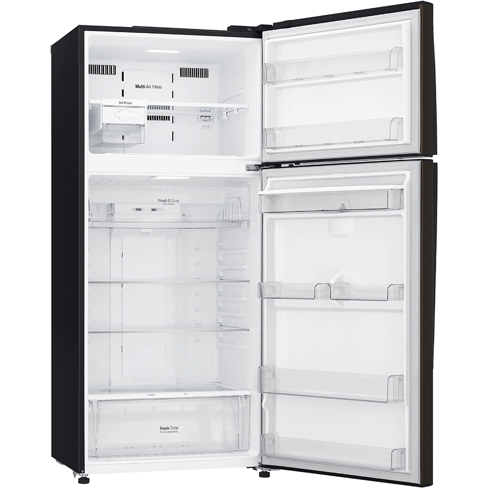 Frigider cu doua usi LG GTF744BLPED, No Frost, 509 l, H 180 cm, Clasa E, Dozator apa, negru