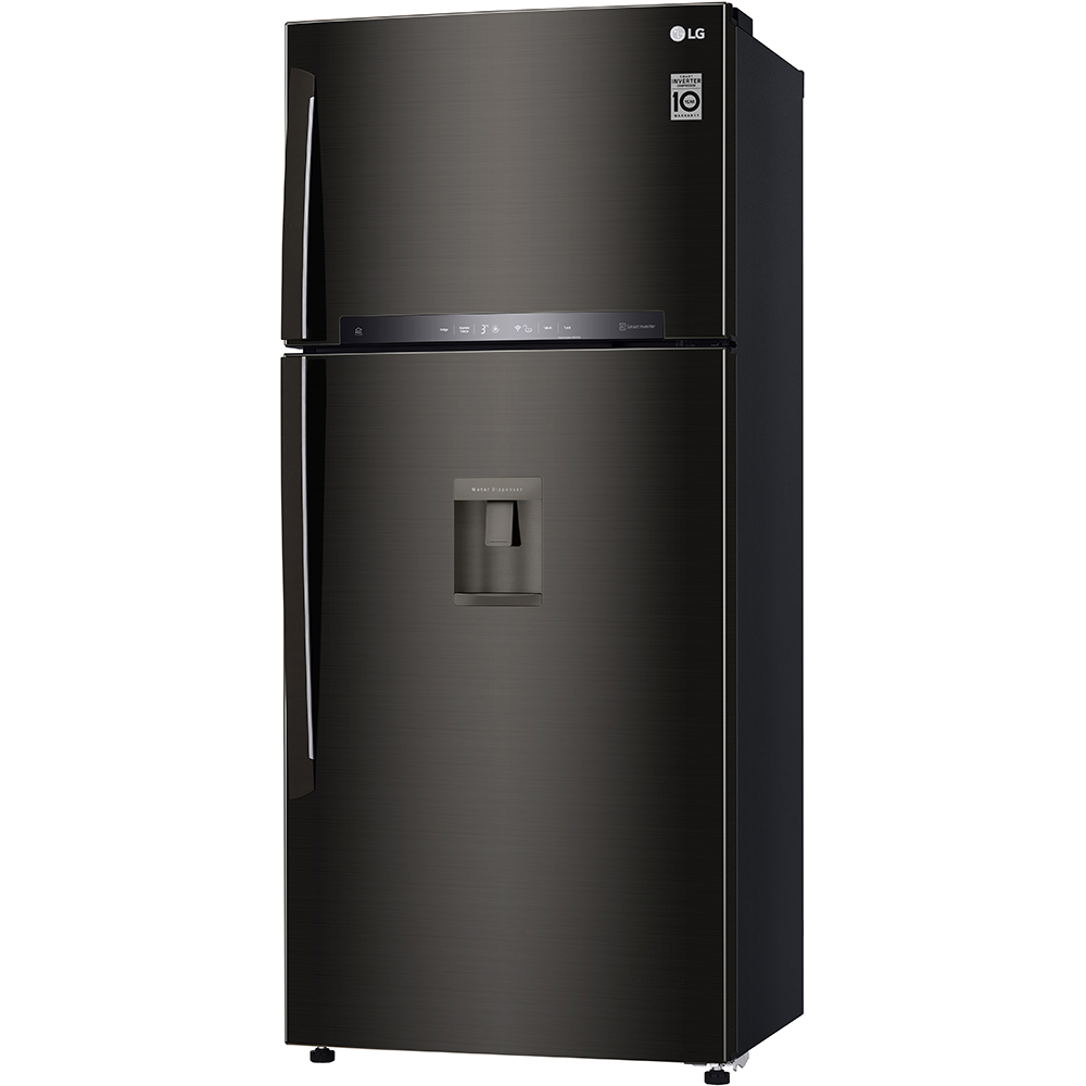 Frigider cu doua usi LG GTF744BLPED, No Frost, 509 l, H 180 cm, Clasa E, Dozator apa, negru