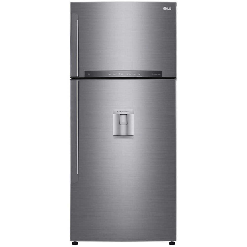 Frigider cu doua usi LG GTF744PZPED, No Frost, 509 l, H 180 cm, Clasa E, Dozator apa, argintiu