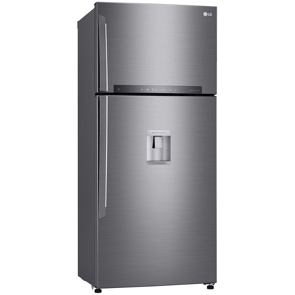 Frigider cu doua usi LG GTF744PZPED, No Frost, 509 l, H 180 cm, Clasa E, Dozator apa, argintiu