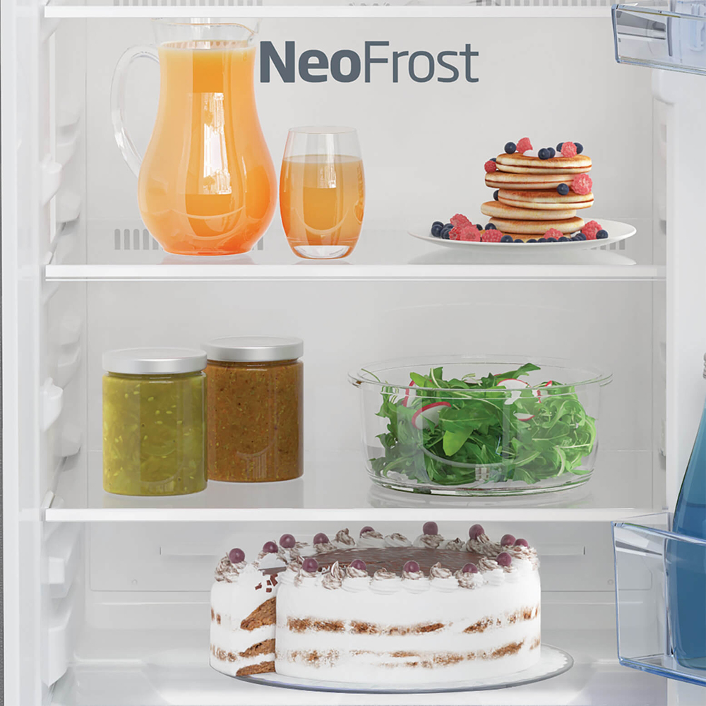 Frigider cu doua usi BEKO RDNT271I40XBN, No Frost, 250 l, H 165 cm, Clasa E, argintiu