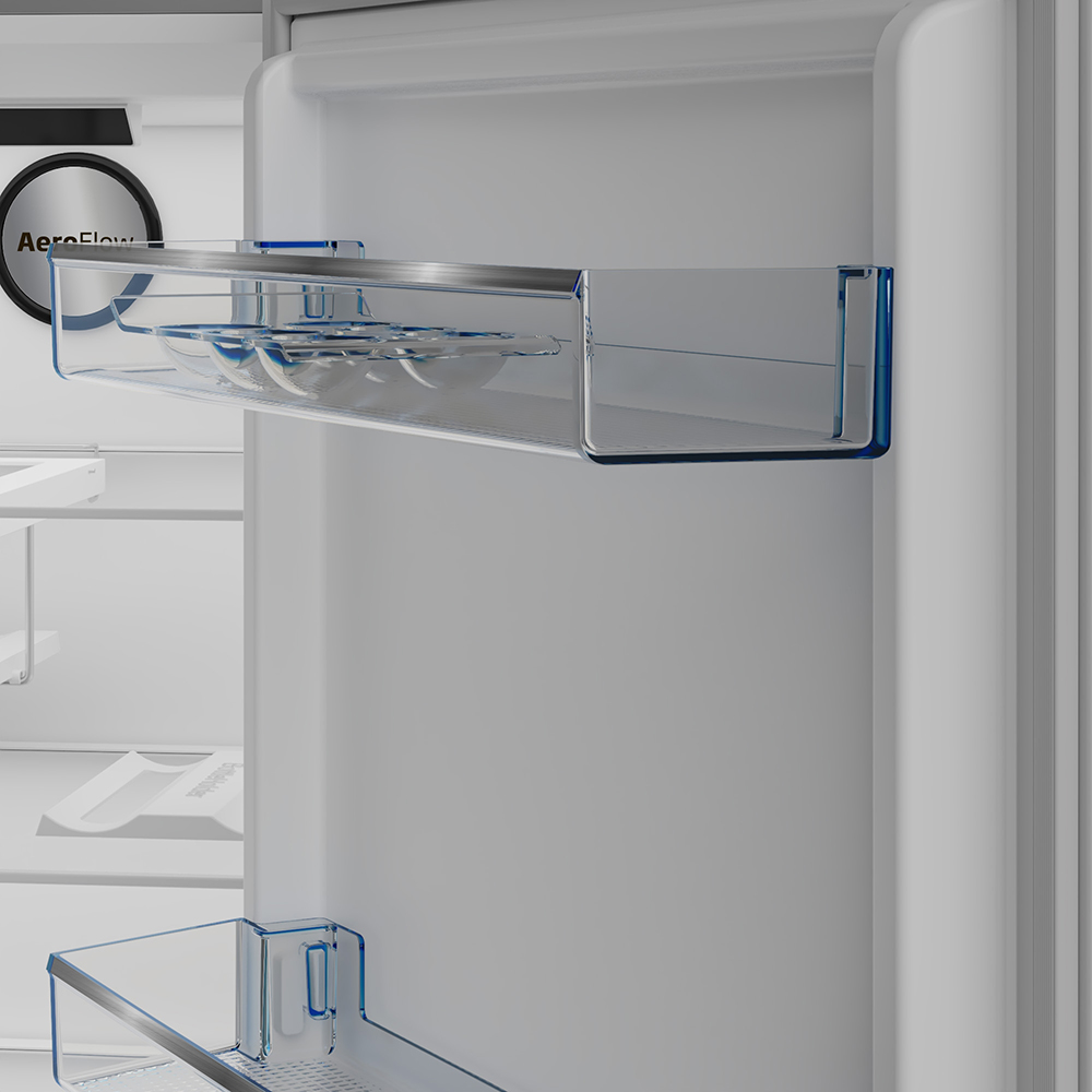 Frigider cu o usa BEKO B5RLNE365HDXB, No Frost, 365 l, H 186.5 cm, Clasa D, Dozator apa, inox