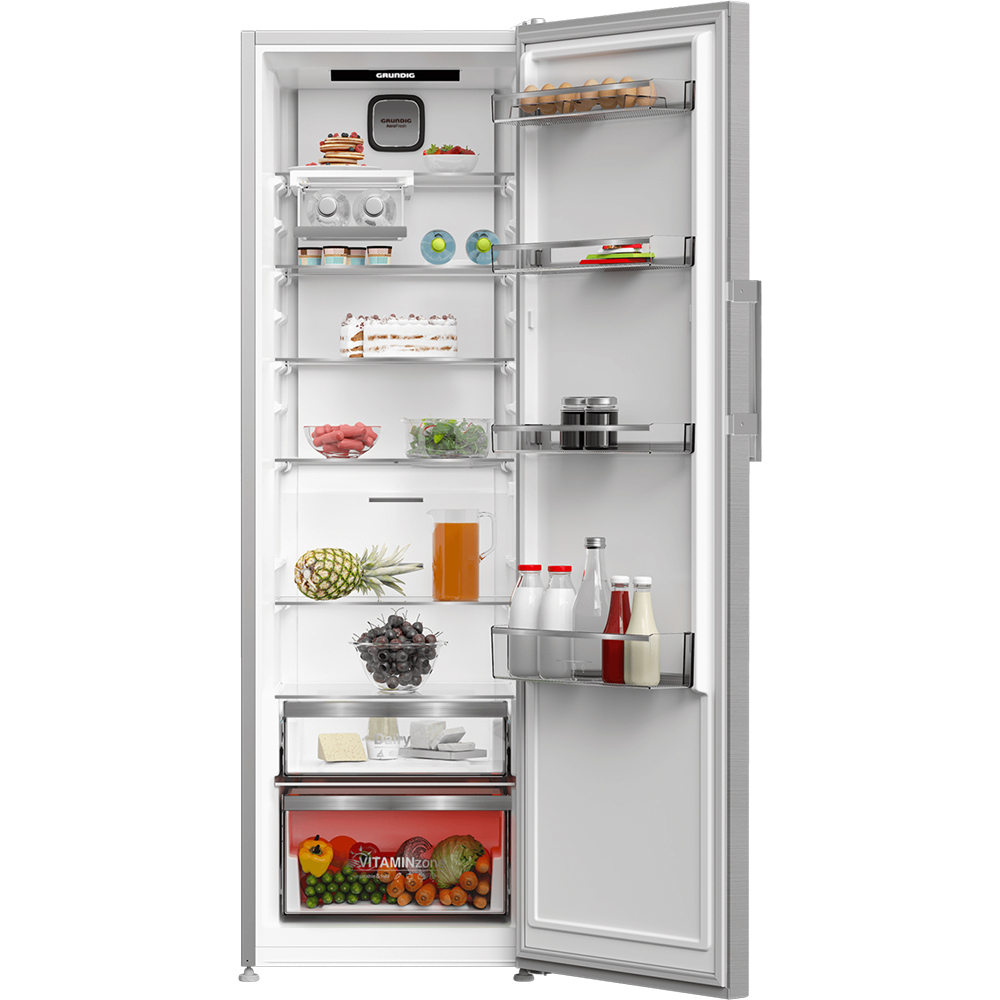Frigider cu o usa GRUNDIG GLPN66820X, No Frost, 365 l, H 186 cm, Clasa E, inox