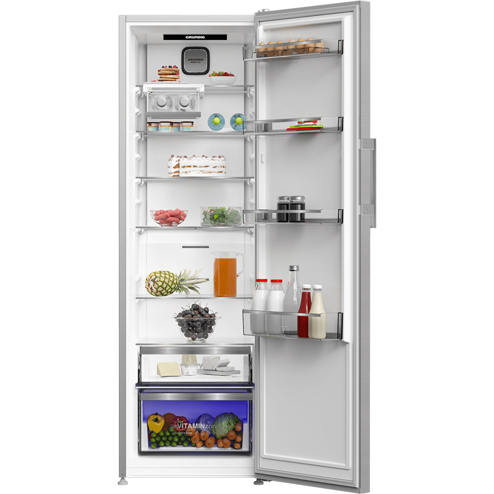 Frigider cu o usa GRUNDIG GLPN66820X, No Frost, 365 l, H 186 cm, Clasa E, inox