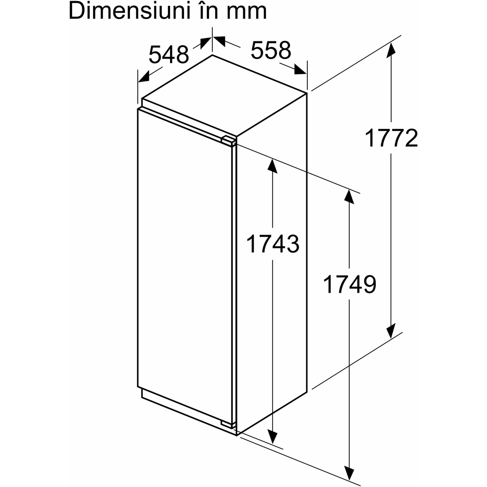 Frigider incorporabil cu o usa BOSCH KIR81ADD0, 310 l, H 177 cm, Clasa D