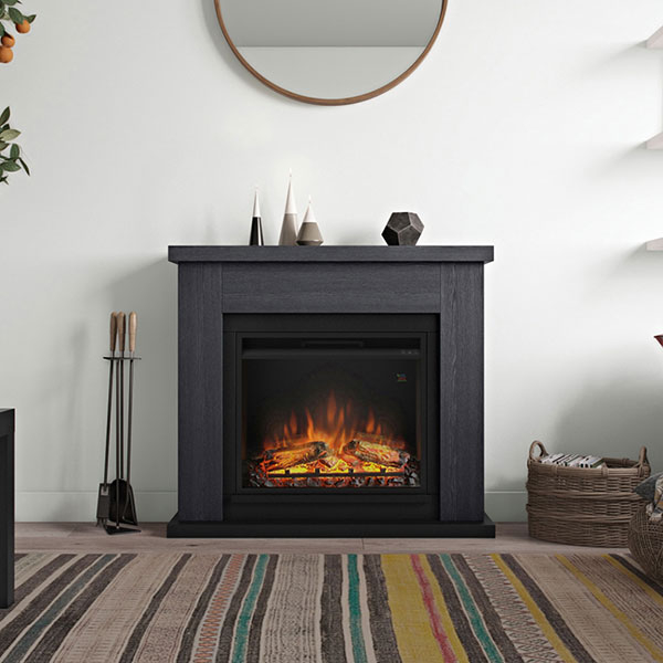 Semineu electric TAGU Frode Ash Grey, 1500W, Focar 3D, Telecomanda, Gri Cenusiu