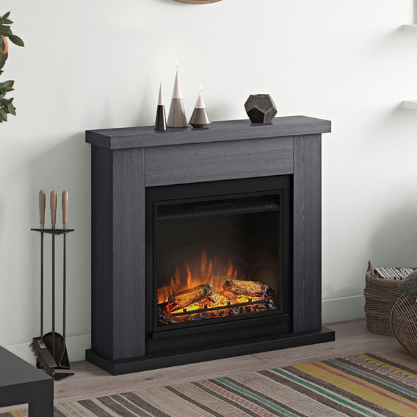 Semineu electric TAGU Frode Ash Grey, 1500W, Focar 3D, Telecomanda, Gri Cenusiu