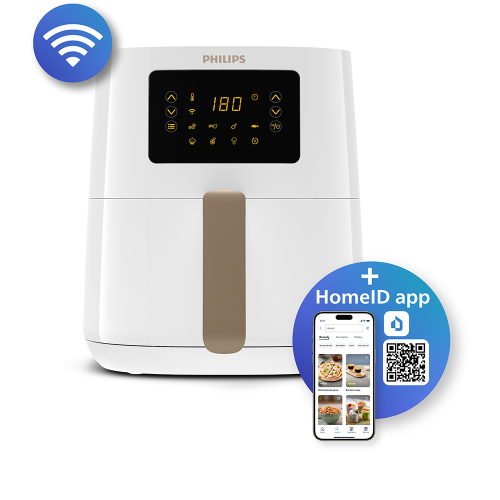 Friteuza cu aer cald PHILIPS Airfryer 5000 HD9255/30, 0.8kg, 4.1l, 1400W, alb-auriu