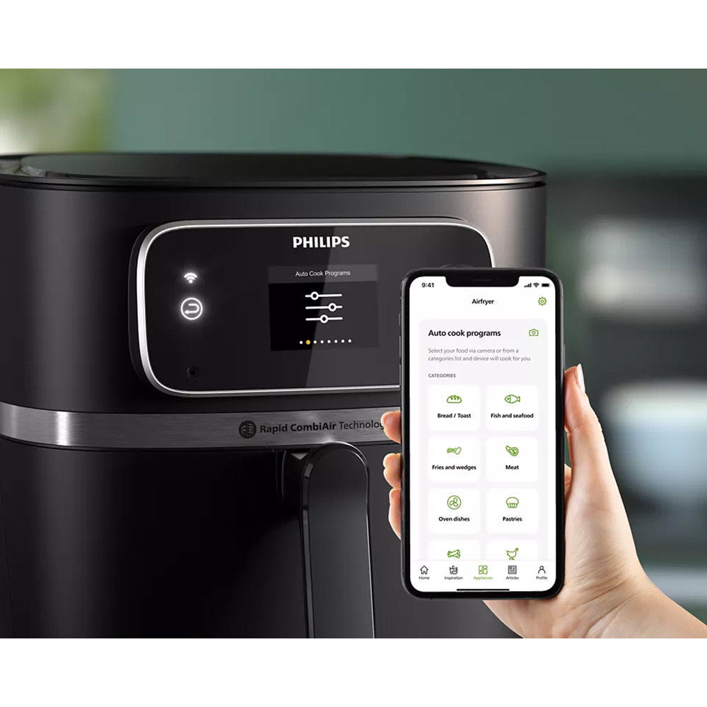 Friteuza cu aer cald PHILIPS Combi XXL HD9880/90, 2kg, 8.3l, 2200W, negru-argintiu