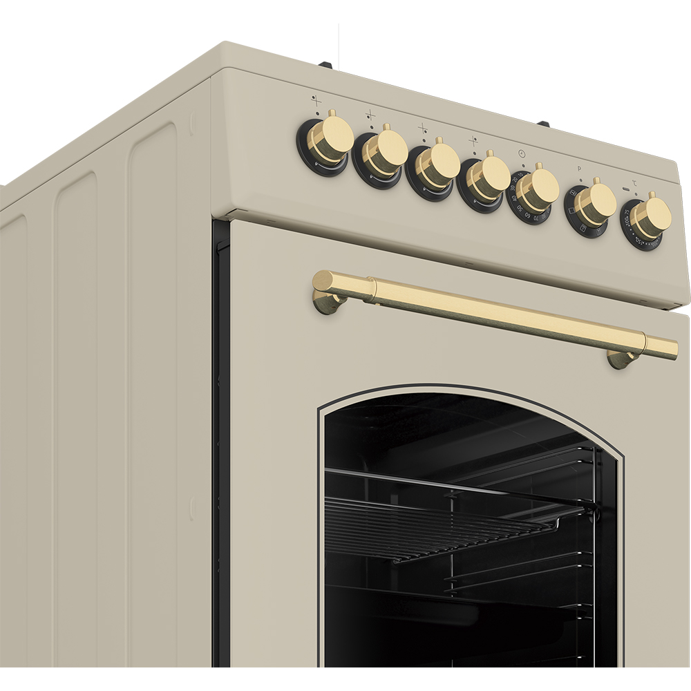 Aragaz BEKO FSE52135DCRSN, 4 arzatoare, Gaz + Electric, L 50 cm, Grill, crem