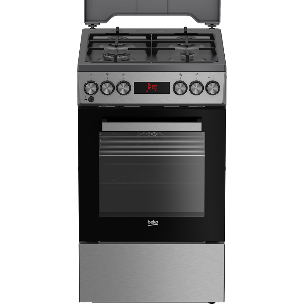 Aragaz BEKO FSM52331TXDSN, 4 arzatoare, Gaz + Electric, L 50 cm, Grill, inox