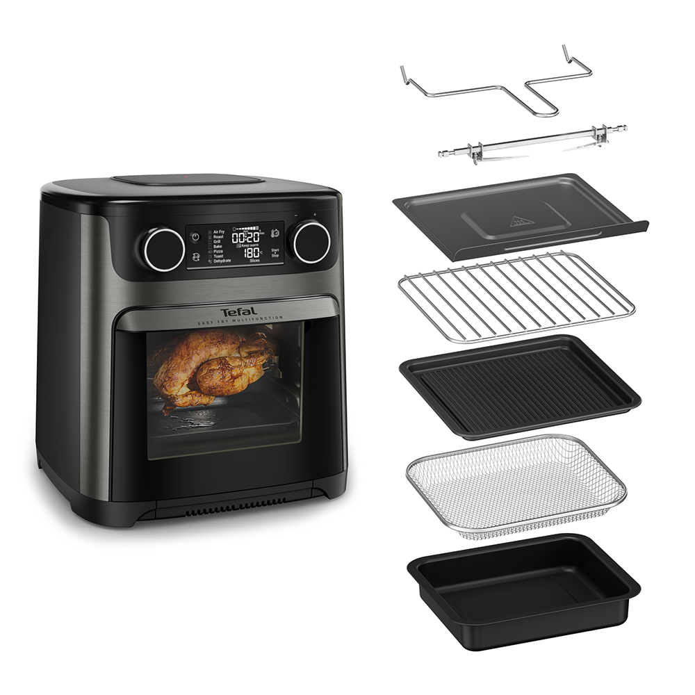 Friteuza cu aer cald TEFAL Easy Multifunction Fry FW5558E0, 15l, 1800W, negru