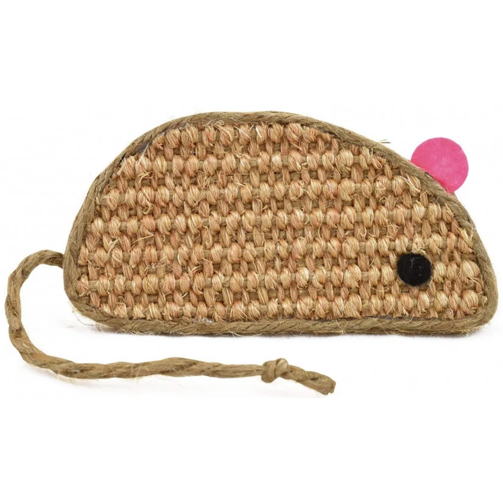 Jucarie pentru pisici NAYECO Soricel Sisal, 11.5 cm, bej