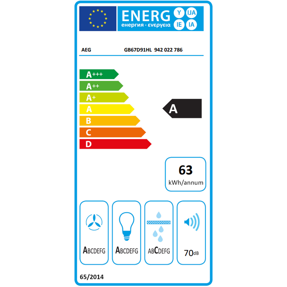 Hota decorativa AEG GB67D91HL, 1 motor, 730 m3/h, L 90 cm, inox