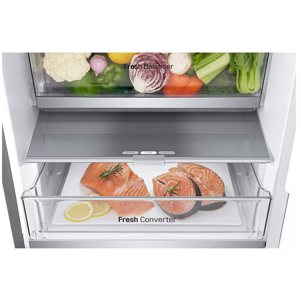 Combina frigorifica LG GBBS727CPY, No Frost, 375 l, H 203 cm, Clasa C, ThinQ, argintiu