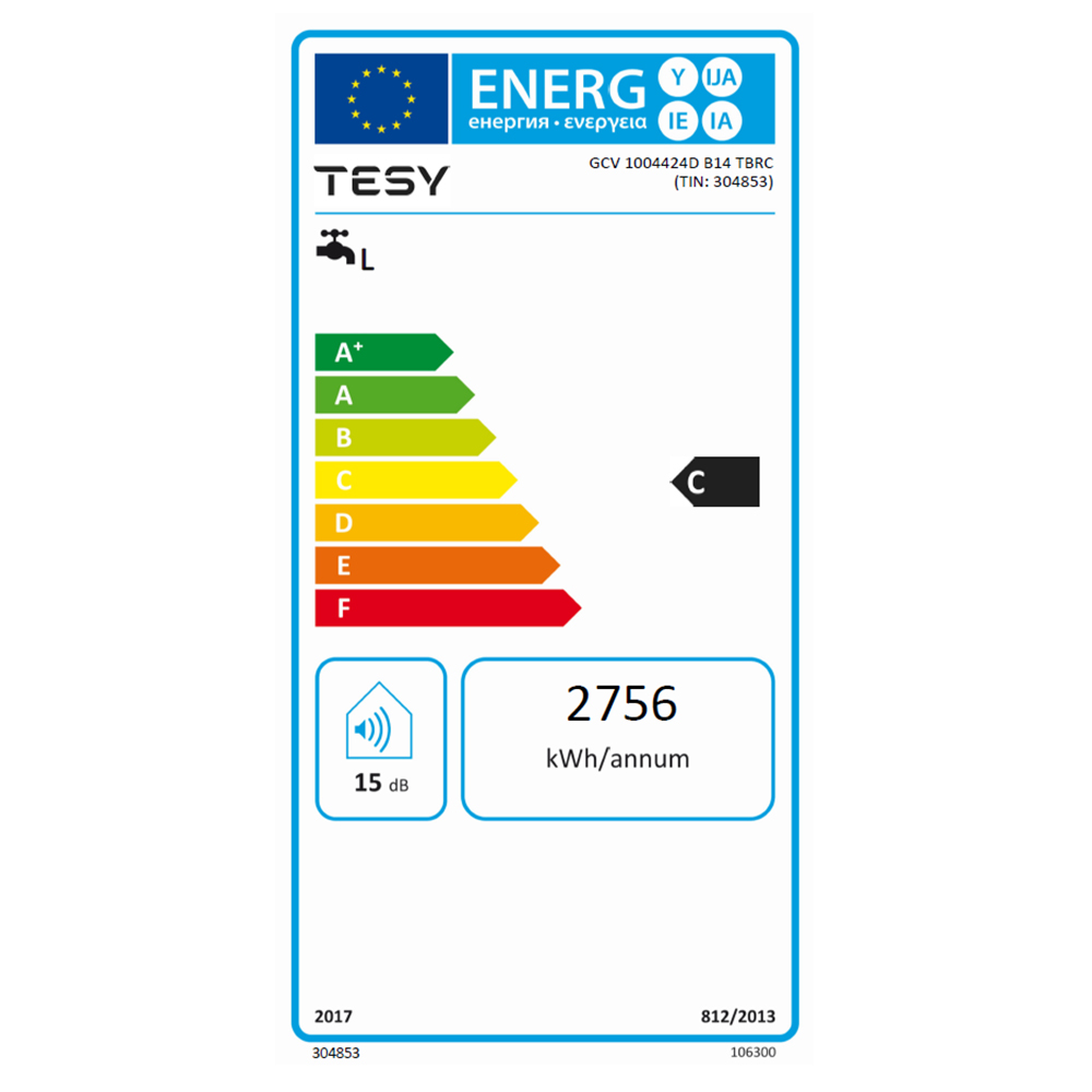 Boiler electric TESY Anticalc GCV 10044 24D B14 TBRC, 100l, 2400W, alb