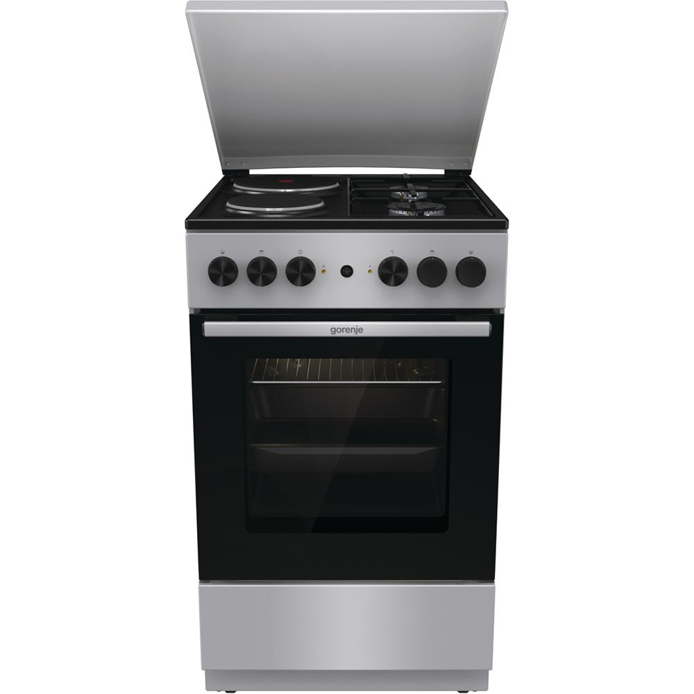 Aragaz GORENJE GK5A12SG, 4 arzatoare, Gaz + Electric, L 50 cm, gri
