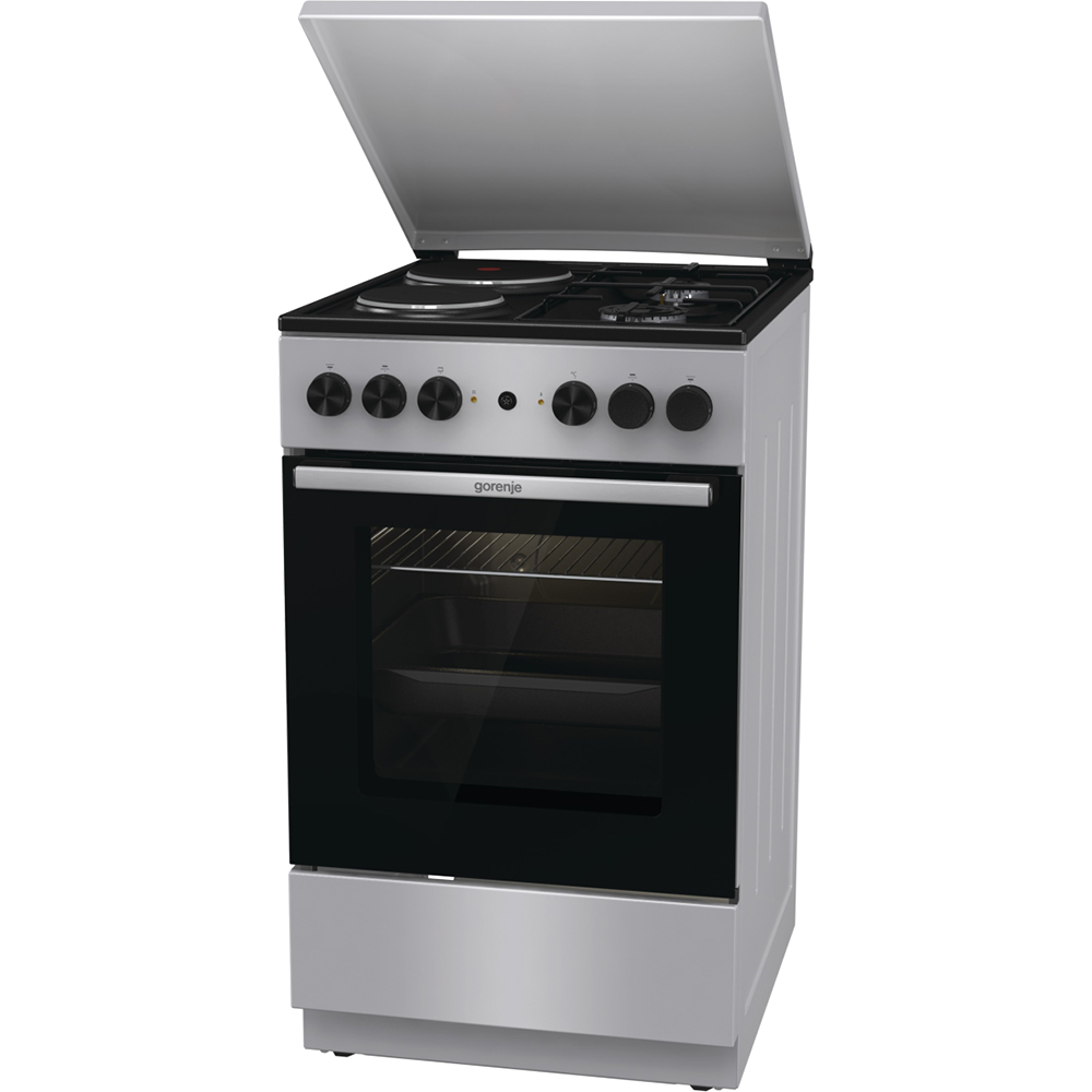 Aragaz GORENJE GK5A12SG, 4 arzatoare, Gaz + Electric, L 50 cm, gri