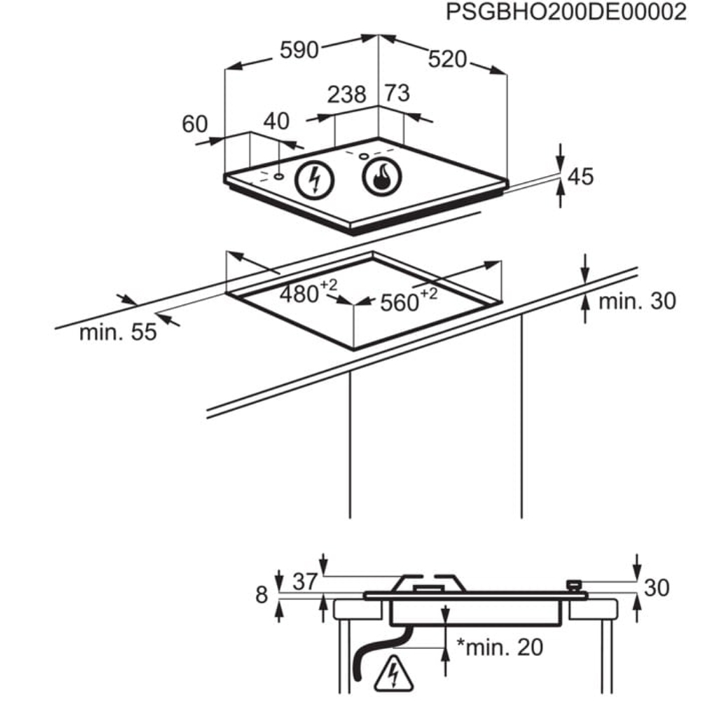 Plita incorporabila ELECTROLUX GPE363RBV, Gaz, 4 arzatoare, Wok, crem