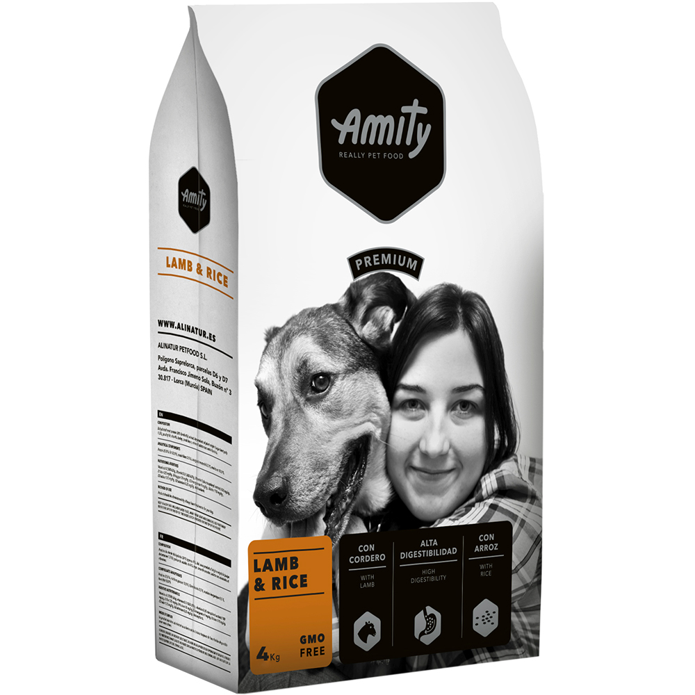 Hrana uscata pentru caini AMITY Premium, Adult, Miel si Orez, 4 kg kg