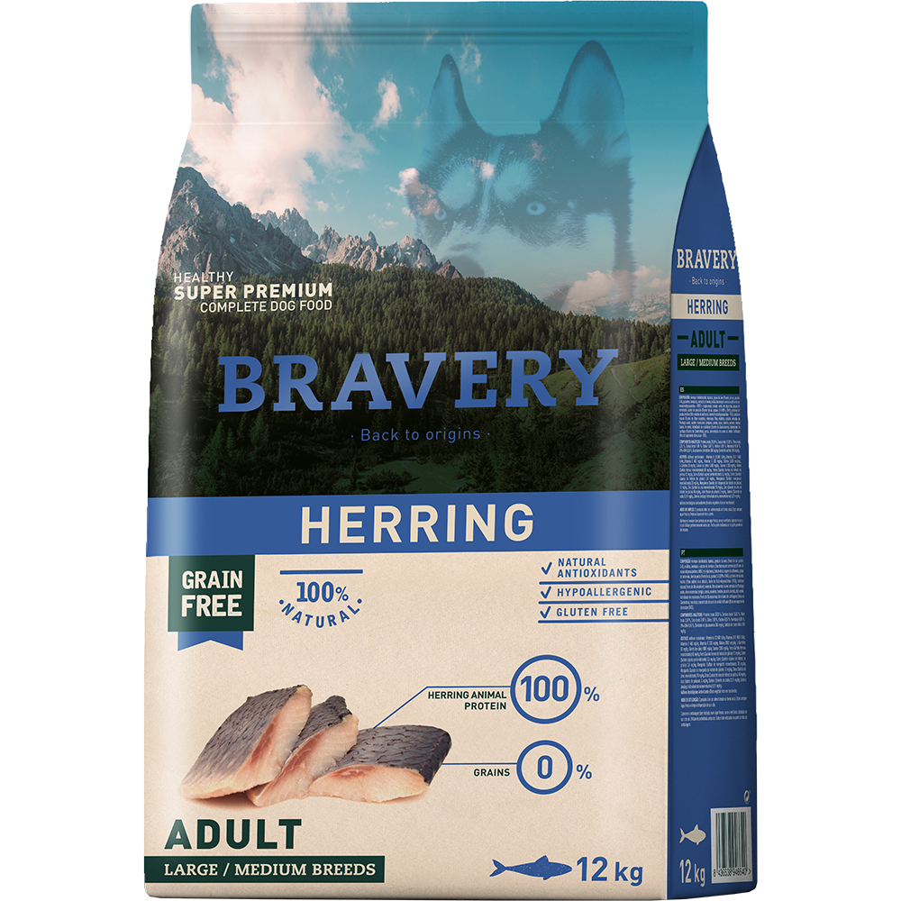 Hrana uscata pentru caini BRAVERY, Adult, Peste, 12 kg kg