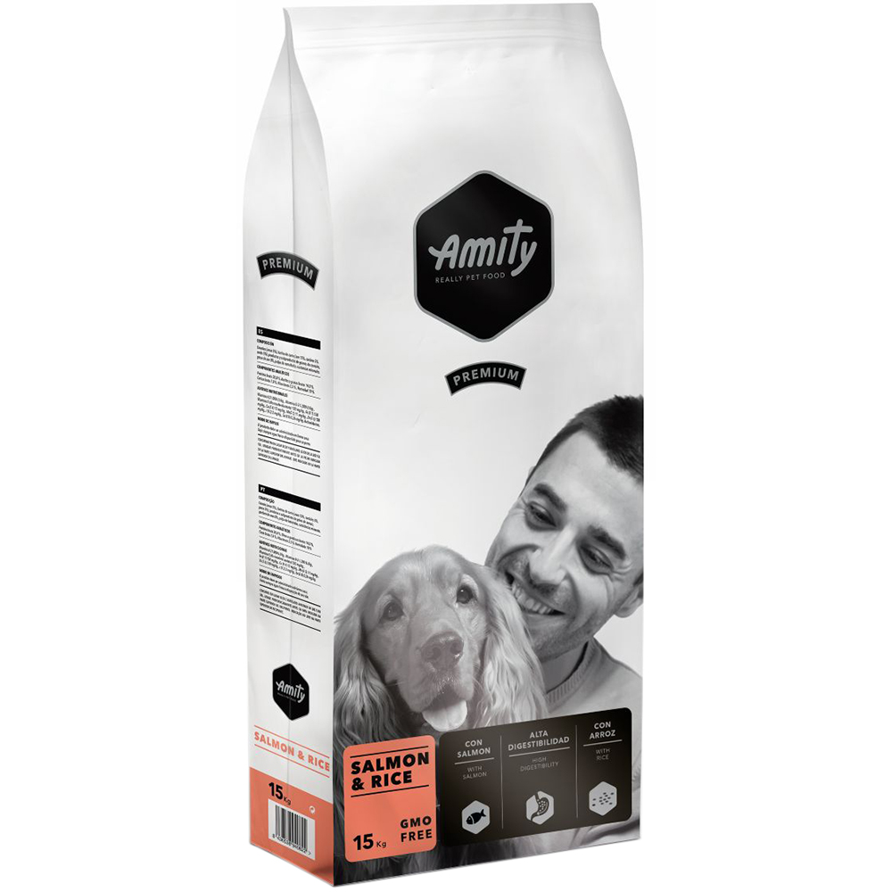 Hrana uscata pentru caini AMITY Premium, Adult, Somon si orez, 15 kg kg