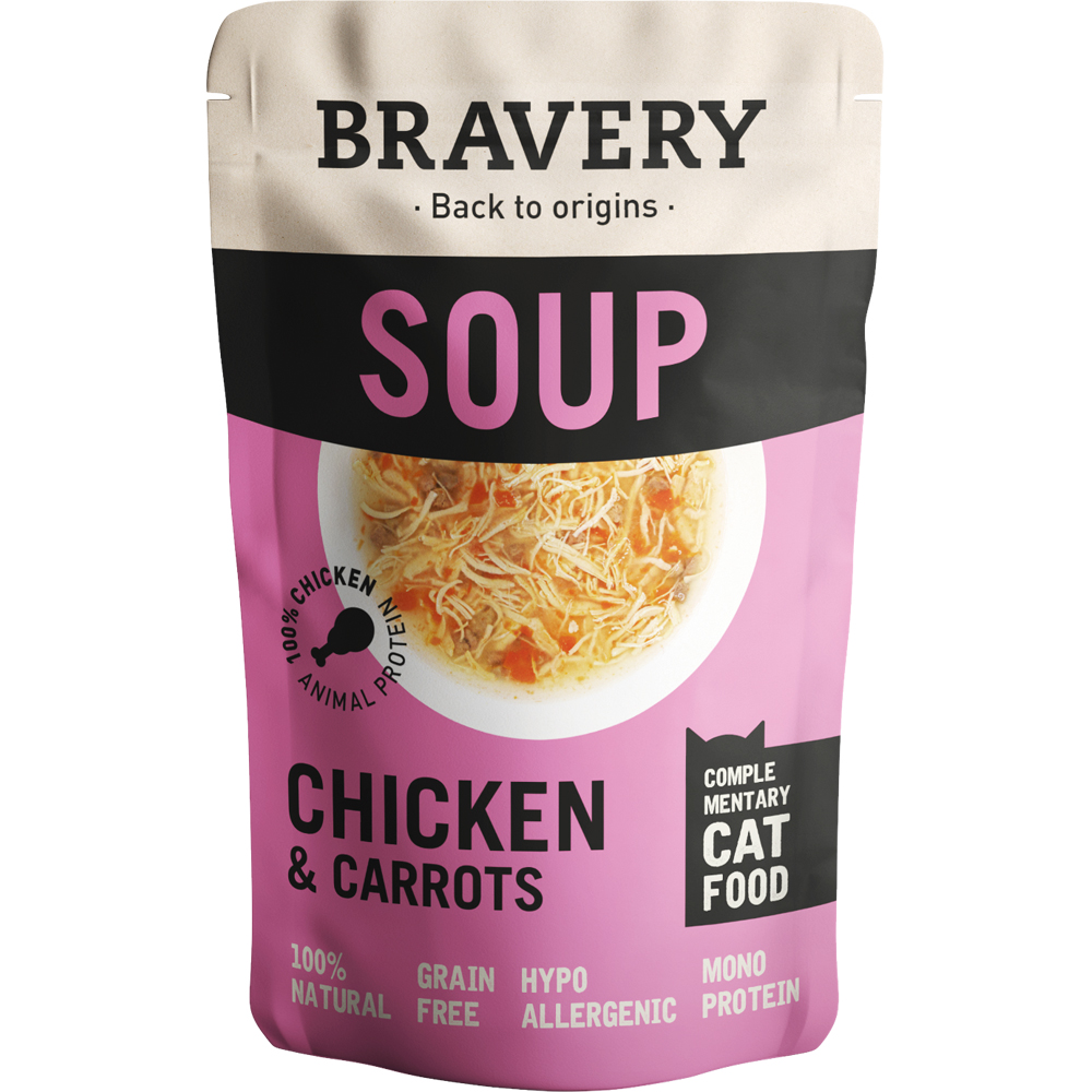 Hrana umeda pentru pisici BRAVERY, Adult, Pui si Morcov, 24 x 40 g