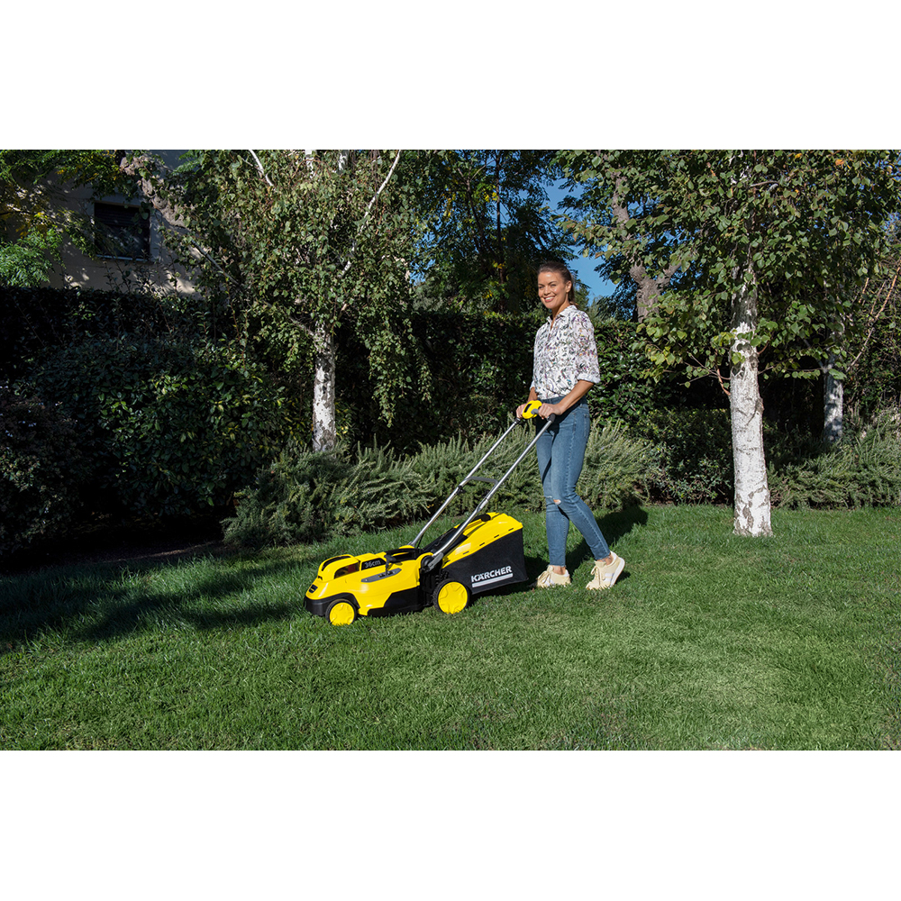 Masina de tuns iarba pe acumulator KARCHER LMO 18-36, Electrica, latime taiere 36 cm, cos 45L, galben