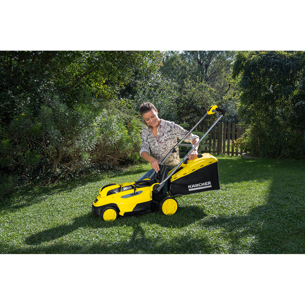 Masina de tuns iarba pe acumulator KARCHER LMO 18-36, Electrica, latime taiere 36 cm, cos 45L, galben