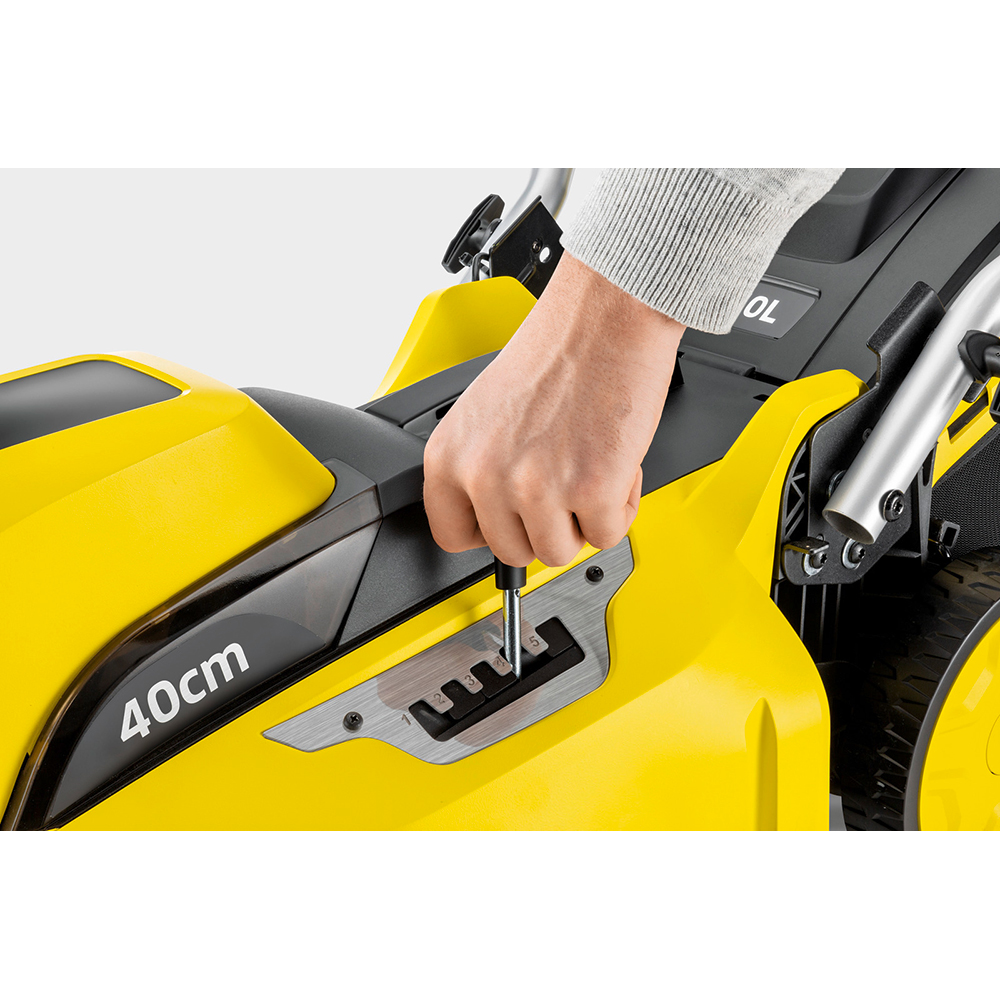 Masina de tuns iarba pe acumulator KARCHER LMO 36-40, Electrica, 5Ah, latime taiere 98 cm, cos 50L, galben