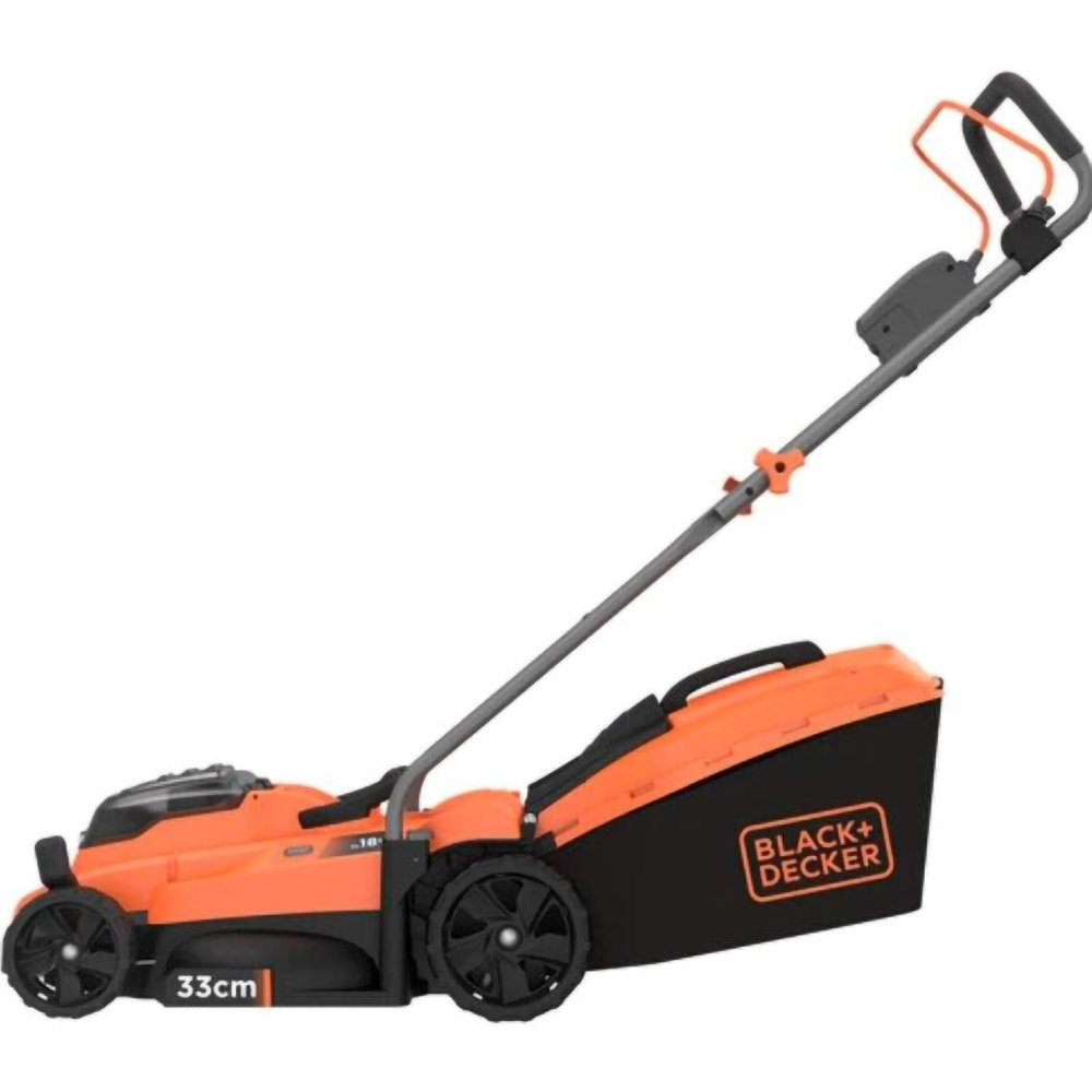 Masina de tuns iarba pe acumulator BLACK&DECKER BCMW3318L2, Electrica, latime taiere 33 cm, cos 3318L, negru-portocaliu