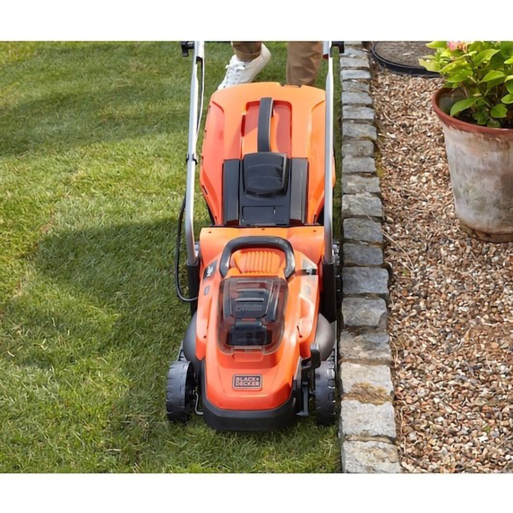 Masina de tuns iarba pe acumulator BLACK&DECKER BCMW3318L2, Electrica, latime taiere 33 cm, cos 3318L, negru-portocaliu