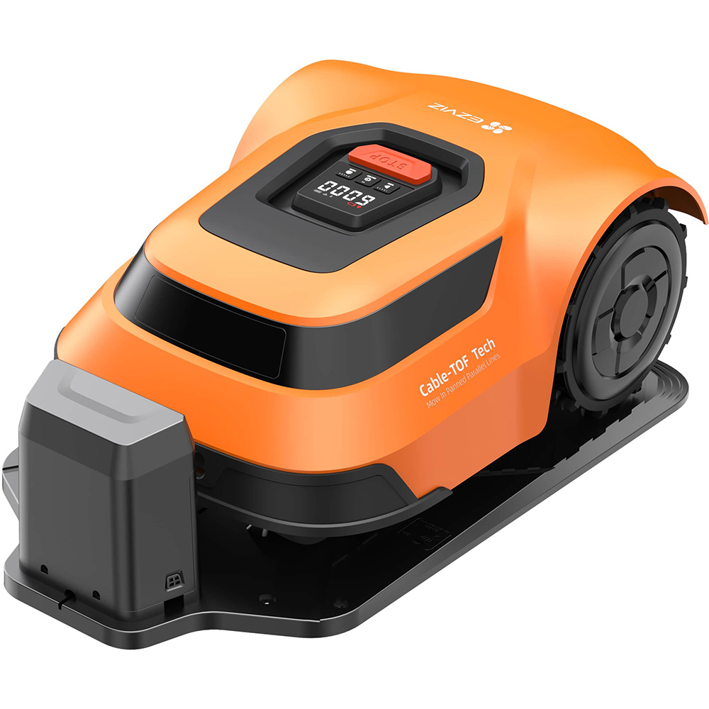 Robot de tuns iarba pe acumulator EZVIZ RM600, Electric, 2.5Ah, IPX6, latime taiere 20 cm, portocaliu