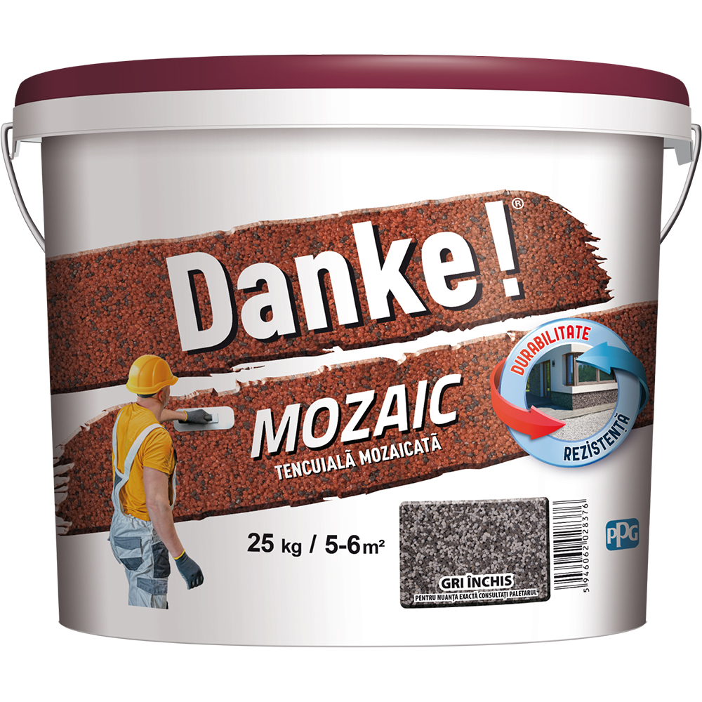 Tencuiala Mozaic DANKE, gri inchis, 25 kg