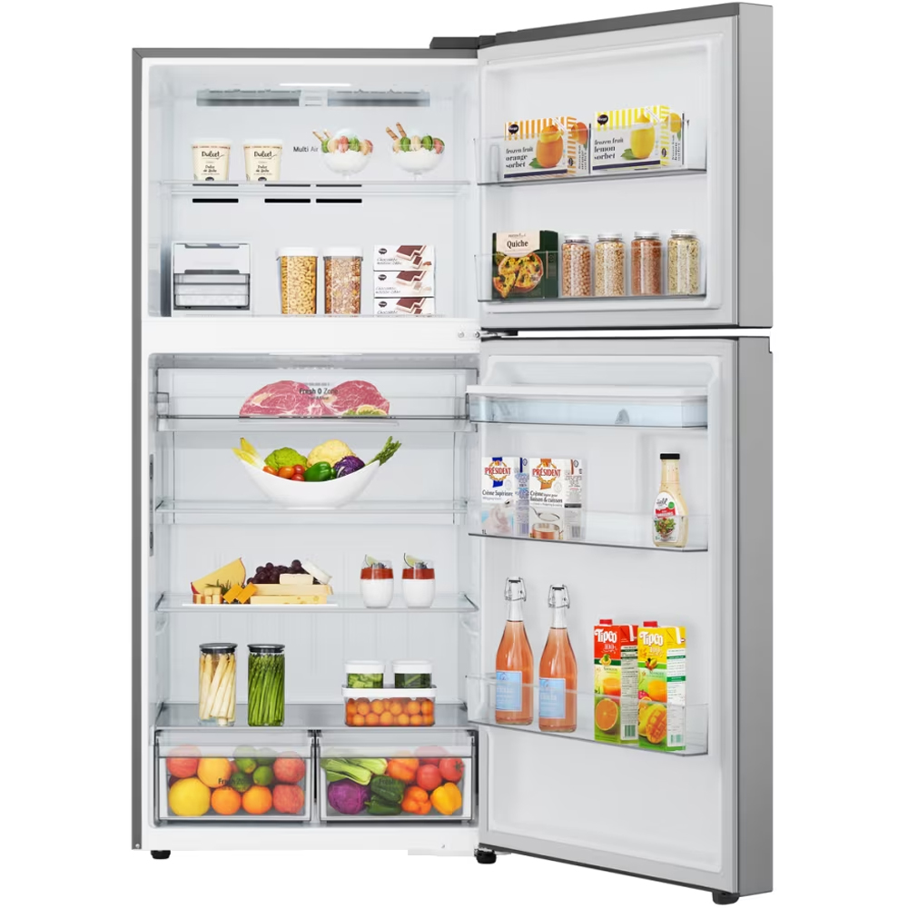 Frigider cu doua usi LG GTFV61PYBQD, No Frost, 609 l, H 186 cm, Clasa E, Dozator apa, ThinQ, argintiu