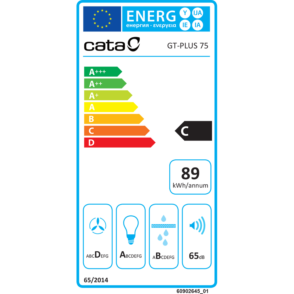 Hota incorporabila CATA GT-PLUS 75, 1 motor, 645 m3/h, L 80 cm, negru