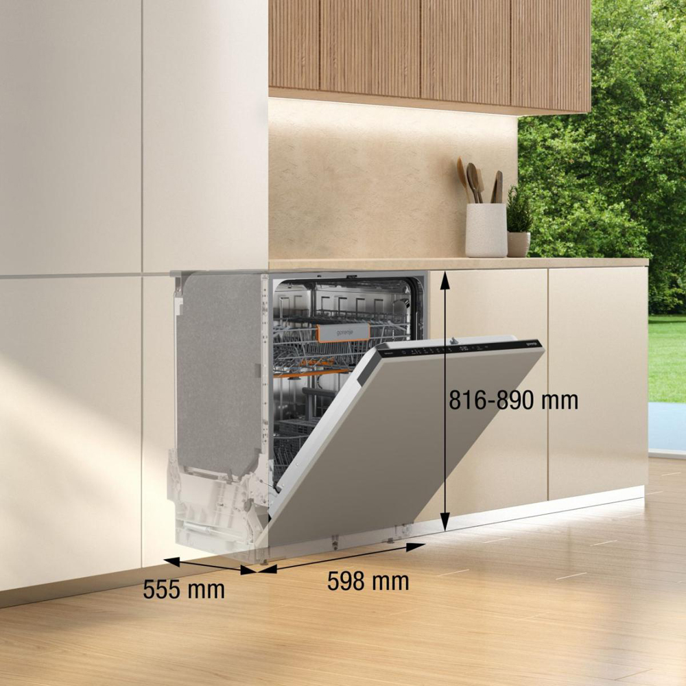 Masina de spalat vase incorporabila GORENJE GV642C65, 14 seturi, 6 programe, 60 cm, Clasa C, panou comanda negru