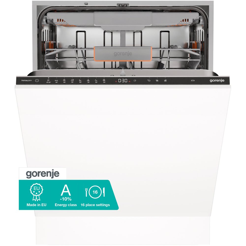 Masina de spalat vase incorporabila GORENJE GV663A66, 16 seturi, 8 programe, 60 cm, Clasa A, panou comanda negru