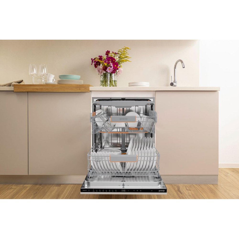 Masina de spalat vase incorporabila GORENJE GV663A66, 16 seturi, 8 programe, 60 cm, Clasa A, panou comanda negru