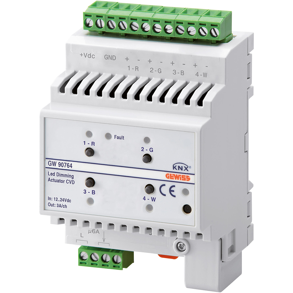 Dimer actuator KNX GEWISS GW90764, LED, CVD, alb