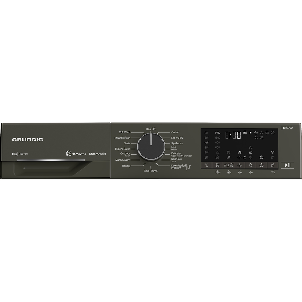 Masina de spalat rufe frontala GRUNDIG GW9P88418MB2 ES, SteamAssist, 8 kg, 1400rpm, Clasa A, Wi-Fi, gri inchis