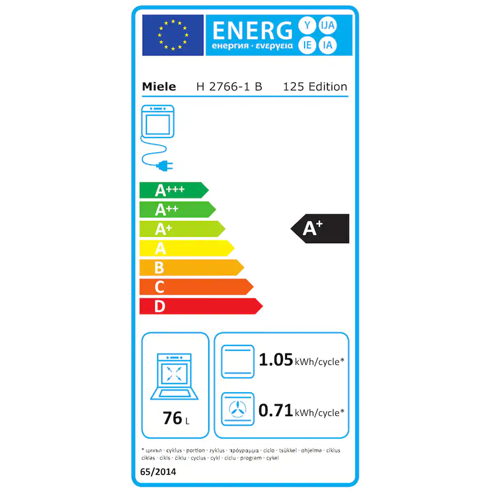 Cuptor incorporabil MIELE H 2766-1 B 125 Edition, Electric, 76 l, Clasa A+, Wi-Fi, negru