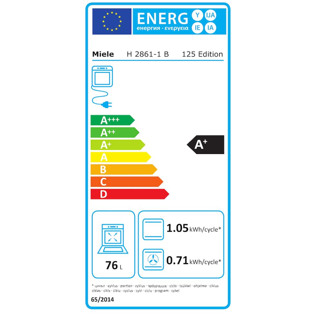 Cuptor incorporabil MIELE H 2861-1 B 125 Edition, Electric, 76 l, Clasa A+, Wi-Fi, negru