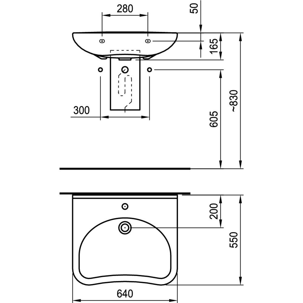Lavoar suspendat FAYANS B-Libero H8137140001771, pentru persoane cu dizabilitati, portelan, 64 x 55 cm, alb