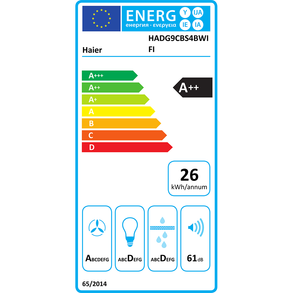 Hota decorativa HAIER HADG9CBS4BWIFI, 1 motor, 624 m3/h, L 90 cm, Wi-Fi, negru