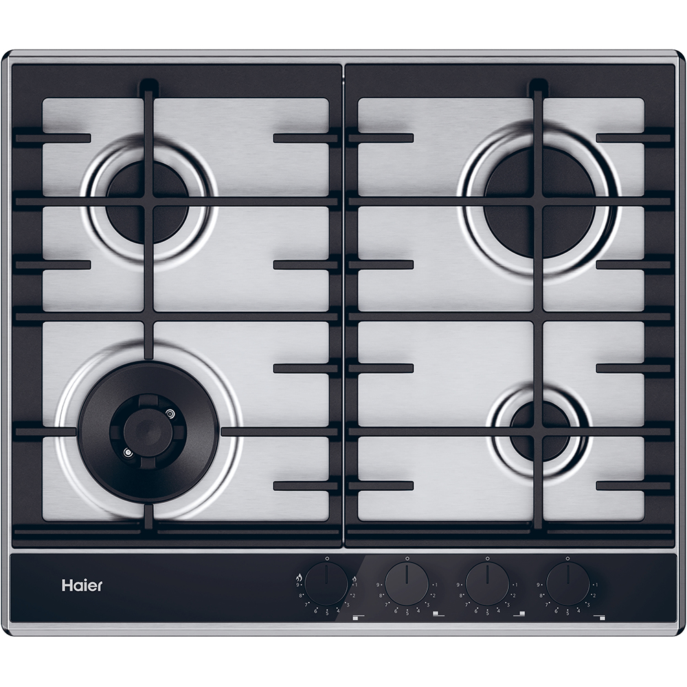Plita incorporabila HAIER HAHG6BF4TX, Gaz, 4 arzatoare, Wok, inox-negru