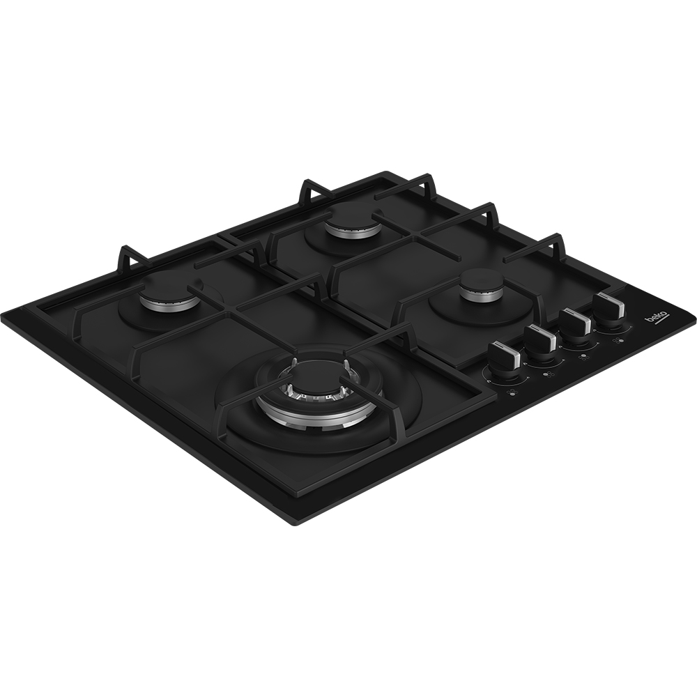 Plita incorporabila BEKO HBIAG64225SB, Gaz, 4 arzatoare, Wok, negru