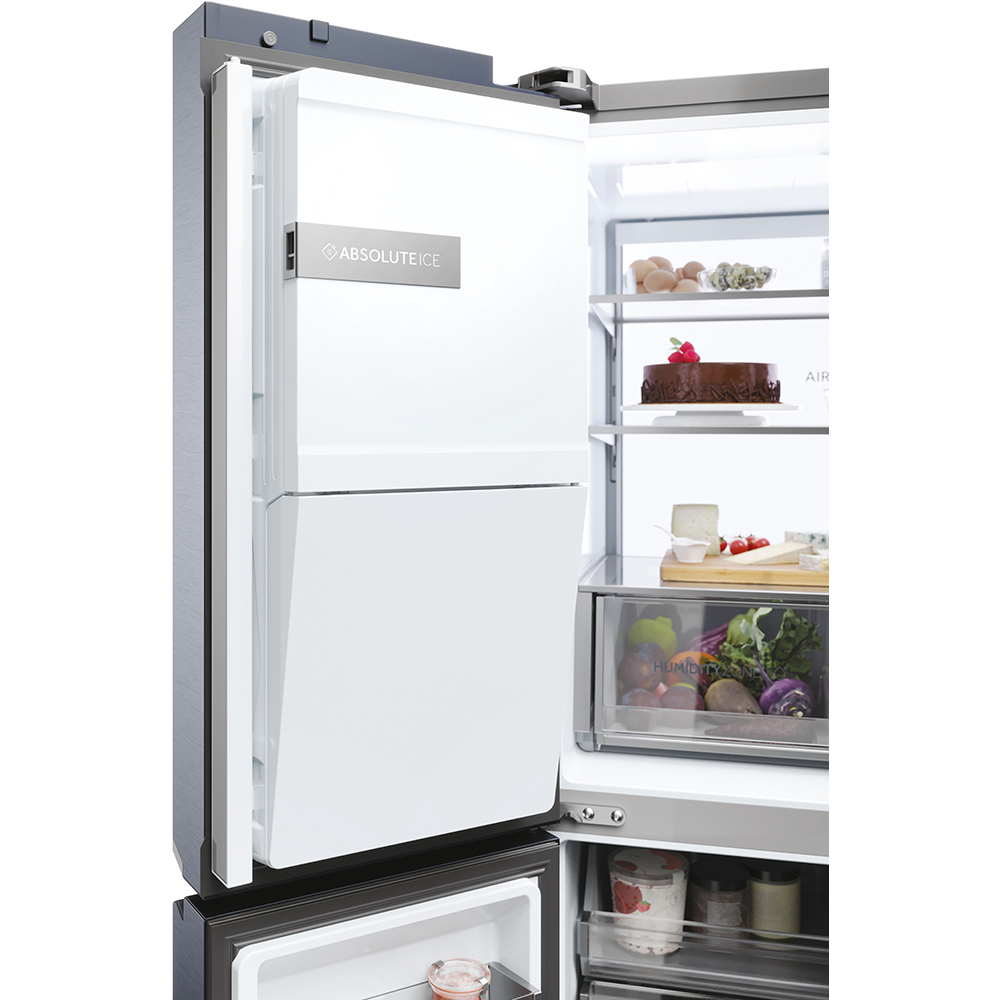 Side by Side HAIER HCR7918EIMB, No Frost, 601 l, H 177 cm, Clasa E, Dozator apa, negru