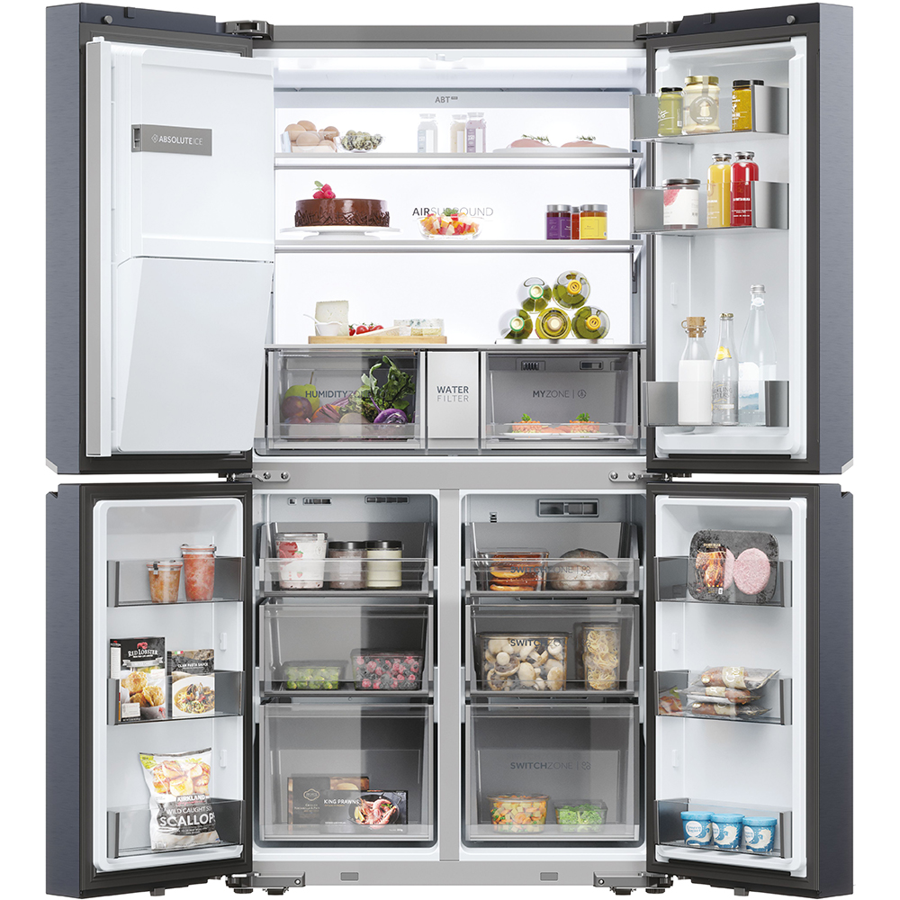 Side by Side HAIER HCR7918EIMB, No Frost, 601 l, H 177 cm, Clasa E, Dozator apa, negru