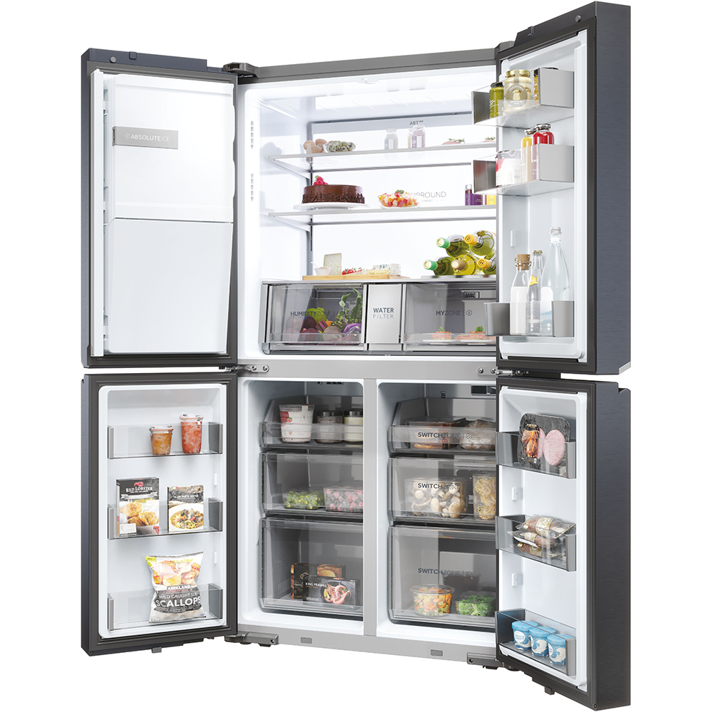 Side by Side HAIER HCR7918EIMB, No Frost, 601 l, H 177 cm, Clasa E, Dozator apa, negru